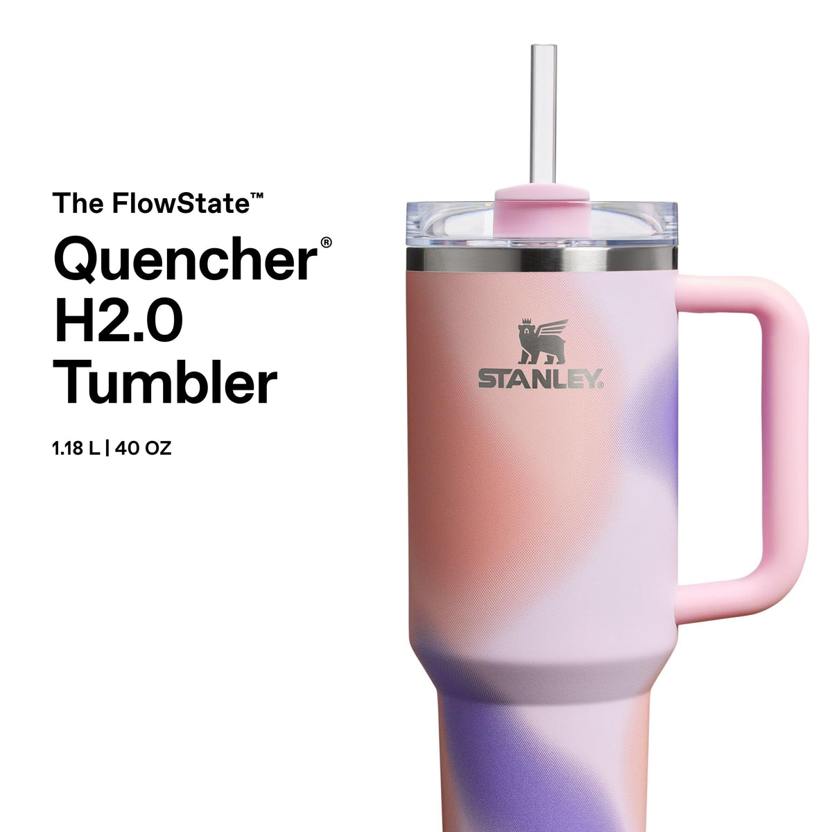 STANLEY Pink Pattern (Rose Petal) / 40 Ounces / Quencher H2.0 FlowState Tumbler Tumblers