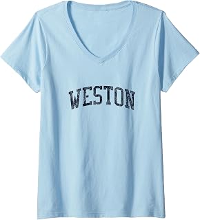 Womens Weston FL JN2 Vintage Athletic Blue Design V-Neck T-Shirt