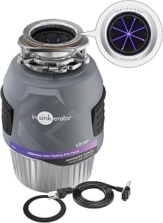 InSinkErator Evolution 1.0HP LED Garbage Disposal & Antimicrobial Flange | 1 HP, Advanced Series, Continuous Feed Food Waste Disposer, Odor-Fighting LED Flange​, 10-Year Limited Warranty, Septic Safe