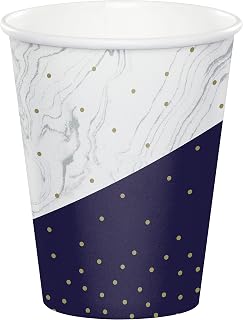 Creative Converting Navy and Gold Birthday Paper Cups, 8 ct