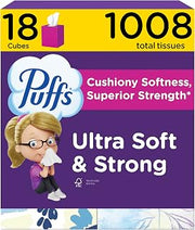 Puffs Facial Tissue Ultra Soft Non-Lotion, 18 Cube Boxes, 56 Facial Tissues per Box, Allergies and Colds (Packaging May Vary)