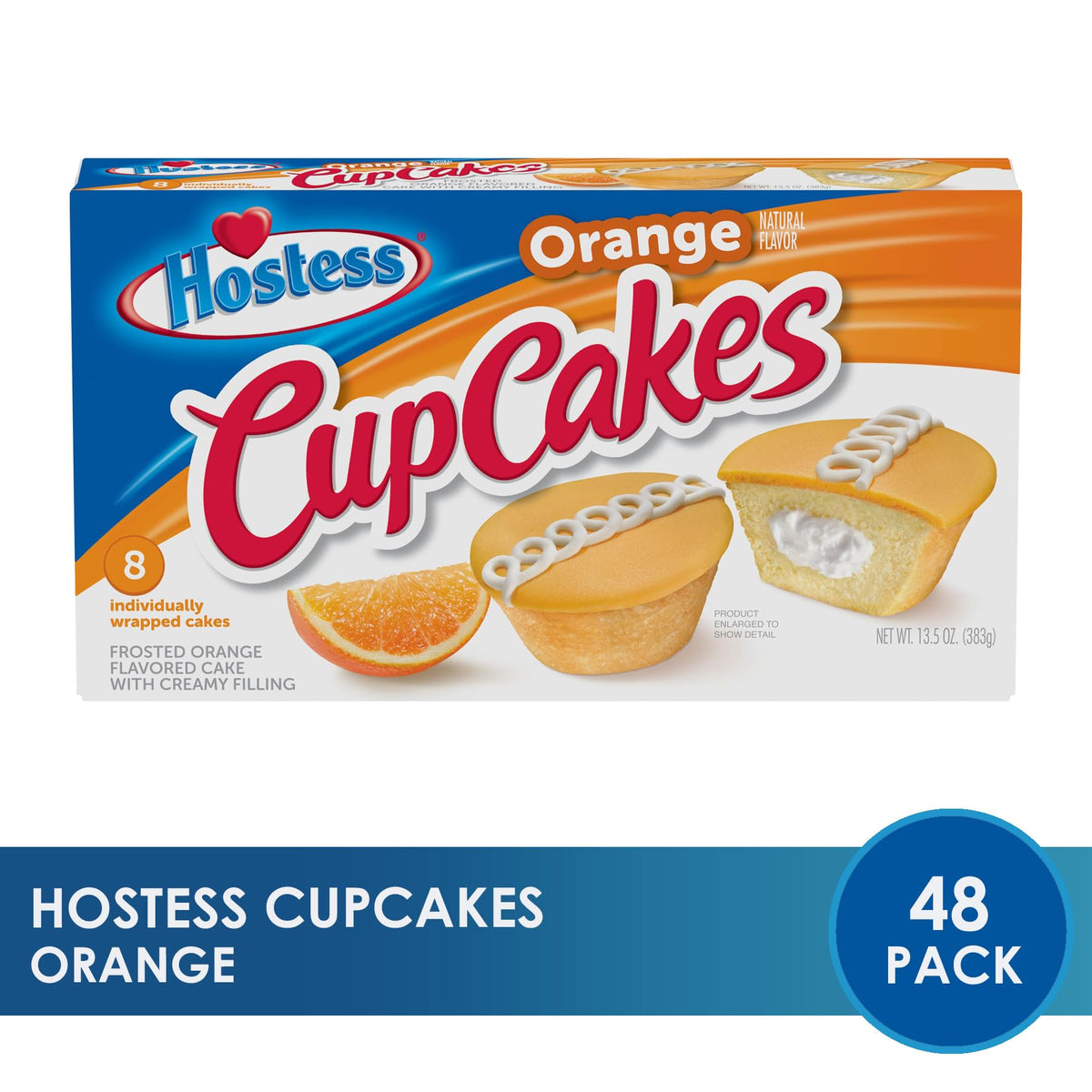 Orange Flavored Cupcakes (Pack of 48) by Hostess – 0.28 Ounce (Pack of 48), Pack of 48
