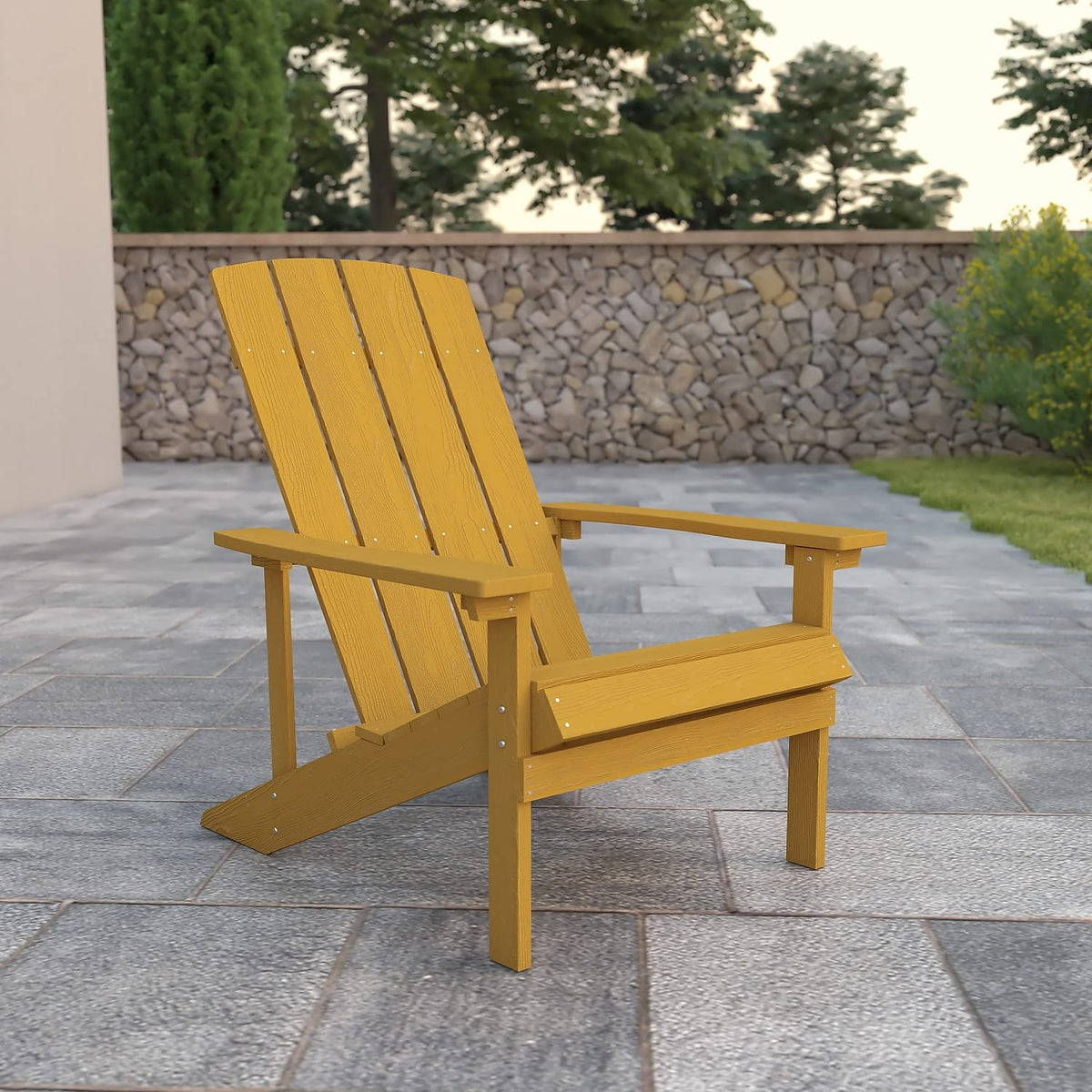 Charlestown Commercial Grade Indoor/Outdoor Adirondack Chair by Flash Furniture – Set of 1, Polystyrene, Yellow, Model JJ-C14501-YLW-GG