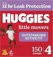 HUGGIES Little Movers Diapers Size 4, 150 Count (6 Packs of 25)