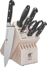 ZWILLING Professional S 7-Piece Razor-Sharp German Block Knife Set With Rustic White Rubberwood Block, Made in Company-Owned German Factory with Special Formula Steel perfected for almost 300 Years