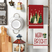 Artoid Mode Christmas Kitchen Towels, Red Star Sleigh Print, Set of 4