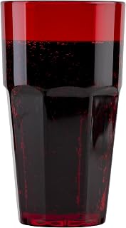 G.E.T. 9916-1-R-EC Heavy-Duty Shatterproof Faceted Plastic Tumbler, 16 Ounce, Red (Set of 4)