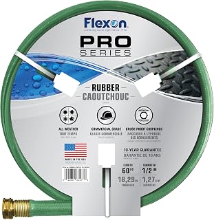 Flexon 1/2" x 60ft Premium Green Rubber Garden Hose