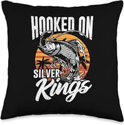 Tarpon Fisherman Hooked On Silver Kings Tarpon Fishing Throw Pillow