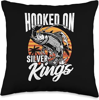Tarpon Fisherman Hooked On Silver Kings Tarpon Fishing Throw Pillow