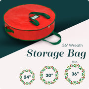 Handy Laundry Wreath Storage Bag, 36 Inch Tarp, Red, 2 Pack