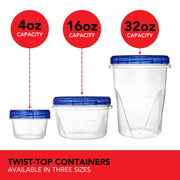 32oz Plastic Containers with Twist Top Lids (6 Pack) by Stock Your Home – 32 oz, 32.0 ounces, Plastic, Blue, Pack of 6