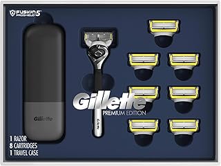 ProGlide Shield Premium Edition Razors for Men, 1 Gillette Razor, 8 ProShield Razor Blade Refills, 1 Travel Case