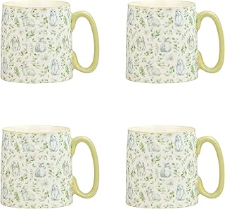 10 Strawberry Street Springtime Bella Mugs, Set of 4 (Botanical Bun)