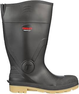 TINGLEY Profile 51154 Plain Toe Knee Boot, Mens 8 / Womens 10, Brown/Crepe | Dark Brown Upper/Beige Outsole, Injection molded seamless construction is 100% liquidproof