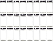 Nakpunar 24 pcs 8 oz Glass Canning Jars with Black Lid - Half Pint, Paragon Style with Plastisol Lined 58/400 Continious Thread Lids