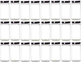Nakpunar 24 pcs 8 oz Glass Canning Jars with Black Lid - Half Pint, Paragon Style with Plastisol Lined 58/400 Continious Thread Lids