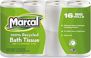 Marcal 100% Recycled Two-Ply Toilet Tissue, White, 96 Rolls/Carton