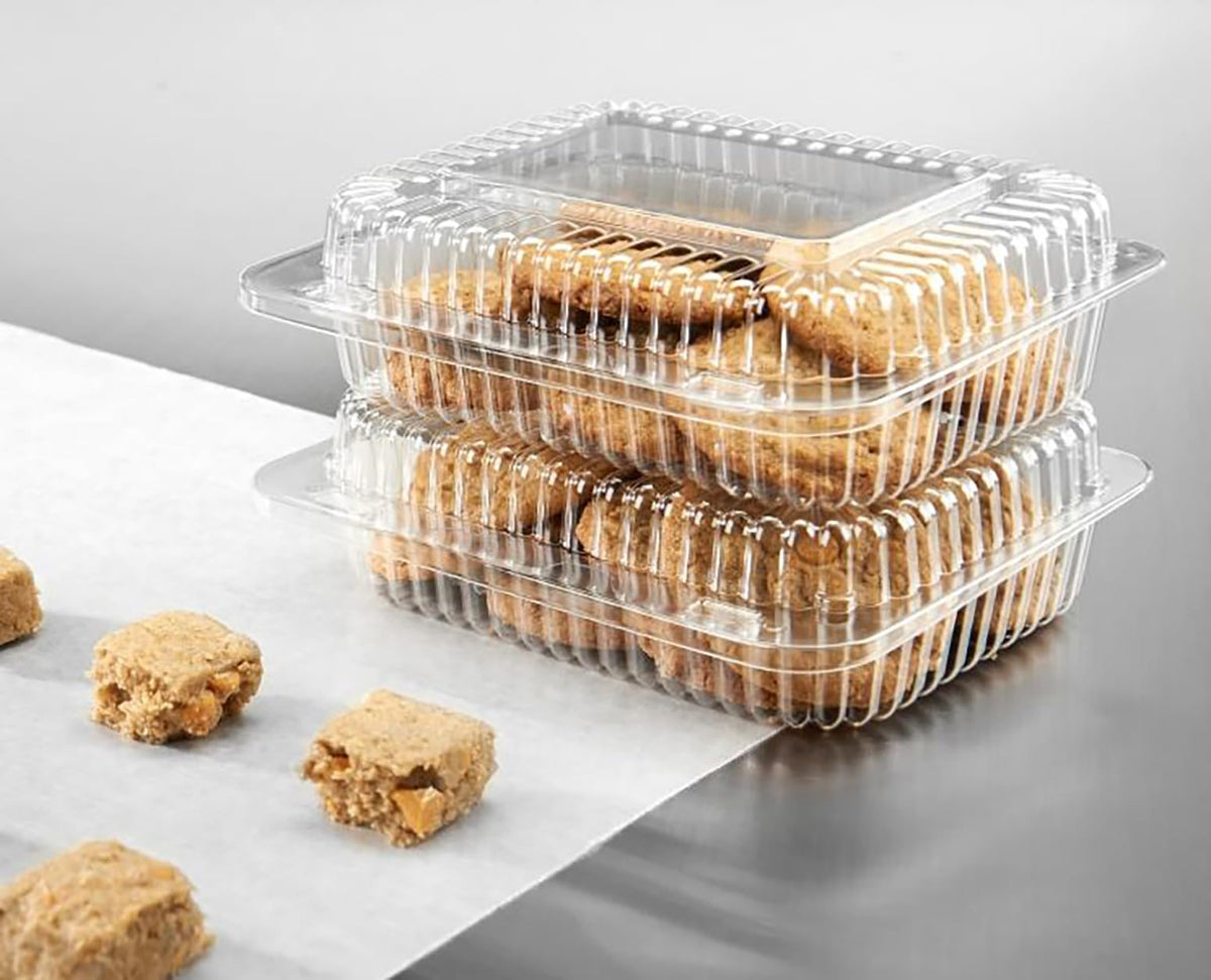 Inline Plastics 21 oz. Rectangular Clear Clam Shell Food Containers with Barlock - Durable & Eco-Friendly Plastic Hinged Take Out Containers - Ideal for Bakeries – Food Services & Supermarkets - SLP17D