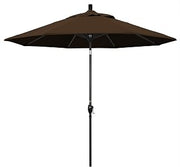 California Umbrella 9' Round Aluminum Market Umbrella, Crank Lift, Push Button Tilt, Black Pole, Pacifica