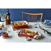 Ceramic Rectangular Baking Dish Set by STAUB – 2-pc, 1.905 liters, Ceramic, Cherry, Pack of 2