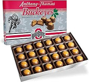 Anthony-Thomas, Peanut Butter & Milk Chocolate Buckeyes in Ohio State Buckeyes Box, Deliciously Delightful Snacks (24 Count)
