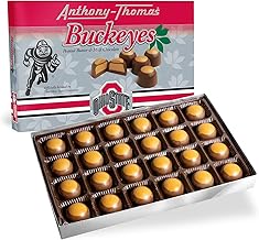 Anthony-Thomas, Peanut Butter & Milk Chocolate Buckeyes in Ohio State Buckeyes Box, Deliciously Delightful Snacks (24 Count)
