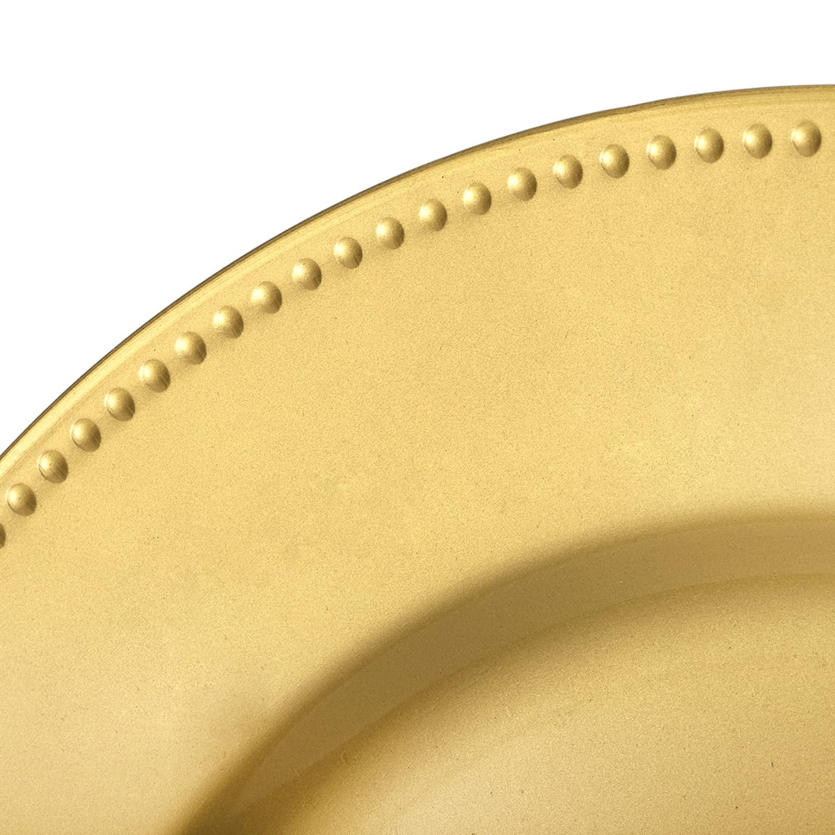 Okllen Charger Plates, 13 Inch Round Beaded, Gold, Set of 12