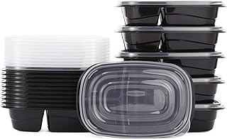 Rubbermaid 32-Piece Food Storage Containers with 2 Compartments and Lids for Lunch, Meal Prep, and Leftovers, Dishwasher Safe, 4.7-Cup, Black