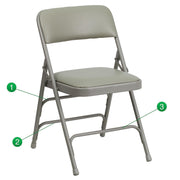 Hercules Metal Folding Chair by Flash Furniture – Set of 1, Steel, Foam, Vinyl, Gray Vinyl/Gray Frame, Model HA-MC309AV-GY-GG