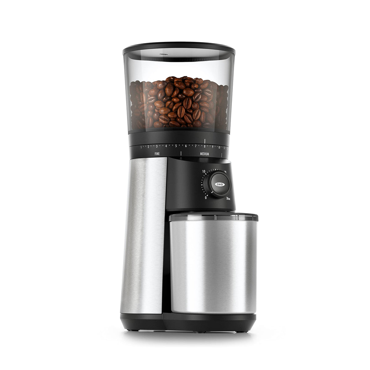 Brew Conical Burr Coffee Grinder by OXO – 12.0 ounces, Stainless Steel, Silver
