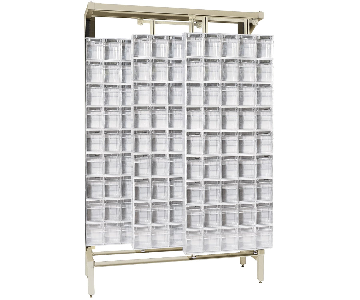 QUANTUM STORAGE SYSTEMS 77" H x 48" W x 18" D / 303 Drawers Free Standing Slider Systems White / White Standing Shelf Units