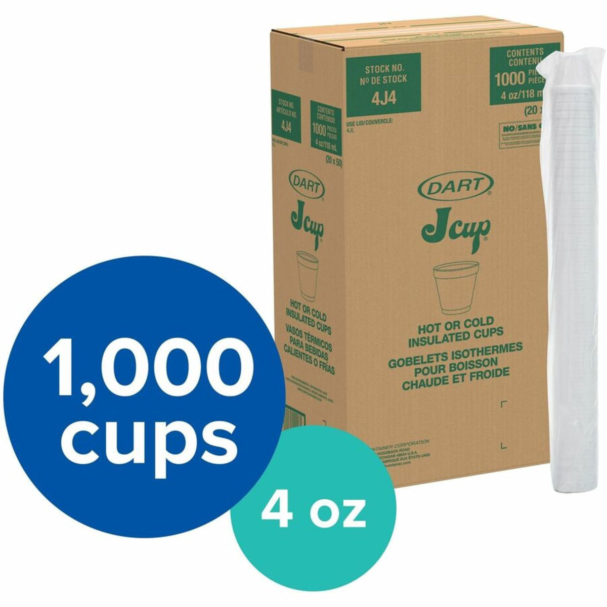 DART White / 4.0 ounces / 1000 Count (Pack of 1) Cups