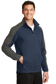 Active Colorblock Soft Shell Jacket. J by Port Authority – Cotton, Dress Blue Navy/ Grey Steel, Model 1107522