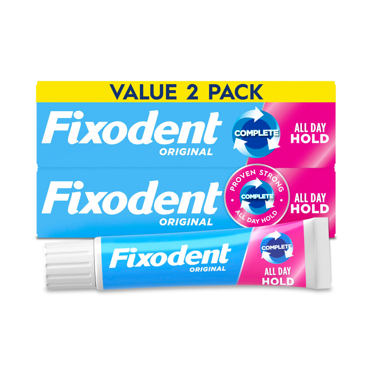 Complete Original Denture Adhesive Cream by Fixodent – 2.4 Ounce (Pack of 1), Multicolor, Pack of 2, Model 576069