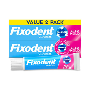 Complete Original Denture Adhesive Cream by Fixodent – 2.4 Ounce (Pack of 1), Multicolor, Pack of 2, Model 576069
