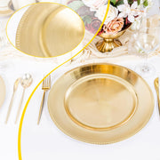LIYH Plastic Charger Plates, 13 Inch Round, Gold, 24 Pack