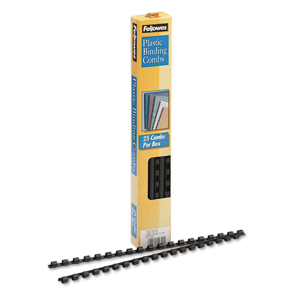 1/4in Black Binding Combs (25 Pack) by Fellowes – Each, 20.0 pages, Plastic, Black, Model 52320