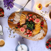 Edge Grain Oval Cutting and Serving Board | 18" x 12" x .55" by Teakhaus – Teak Wood, Model 0810996012174
