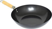 Thunder Group Non-Stick Carbon Steel Wok with Wood Handle, 12-Inch