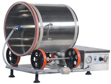 1/6 HP Motor, 120V, 1 Phase, Stainless Steel Tumbler, Transparent Robust Polycarbonate LID, 55LBS Tumble Capacity, 9 GL/MIN Pump Capacity by PRO-CUT – MEDIUM SIZE, Model KMV-25