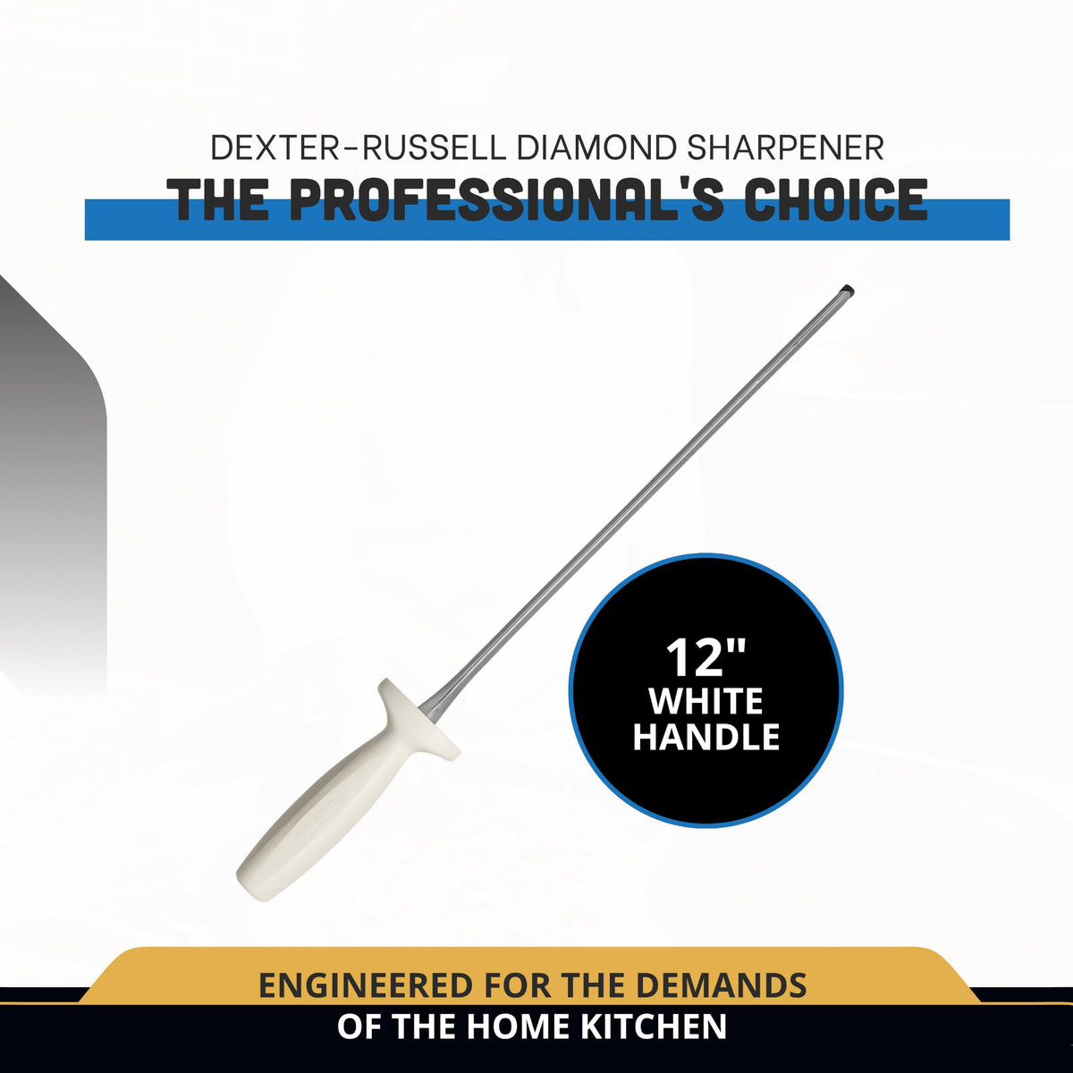 Russell DDS-12PCP Diamond Sharpener by Dexter – 12", Steel, Silver/White, Model DDS-12-PCP
