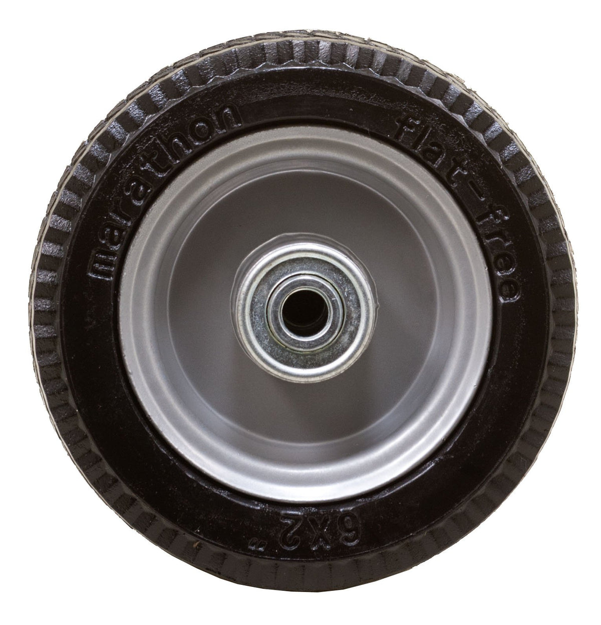 6x2" Flat Free by Marathon – 6 x 2", powder-coated steel, Gray Rim, Model 33101