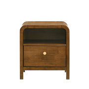 Eldren Wood Nightstand with Solid Rubberwood Frame by Roundhill Furniture – Wood, Walnut, Model B5115N