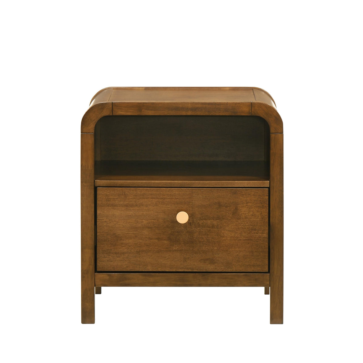 Eldren Wood Nightstand with Solid Rubberwood Frame by Roundhill Furniture – Wood, Walnut, Model B5115N