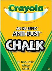 Crayola Nontoxic Anti-Dust Chalk, White, 12 Sticks/Box (50-1402) (3 Pack)