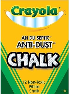 Crayola Nontoxic Anti-Dust Chalk, White, 12 Sticks/Box (50-1402) (3 Pack)
