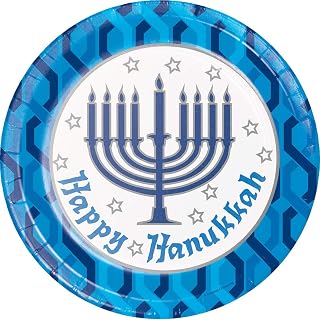 Creative Converting AS422272case Menorah Paper Plates, One Size, Blue
