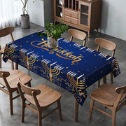 Hafangry Hanukkah Tablecloth, Menorah Design, 60 x 84 Inch