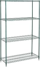 Nexel Economy Wire Shelving Starter Unit, 4 Tier, Green Epoxy, 24"W, x 48"L, x 74"H (VP24487G)